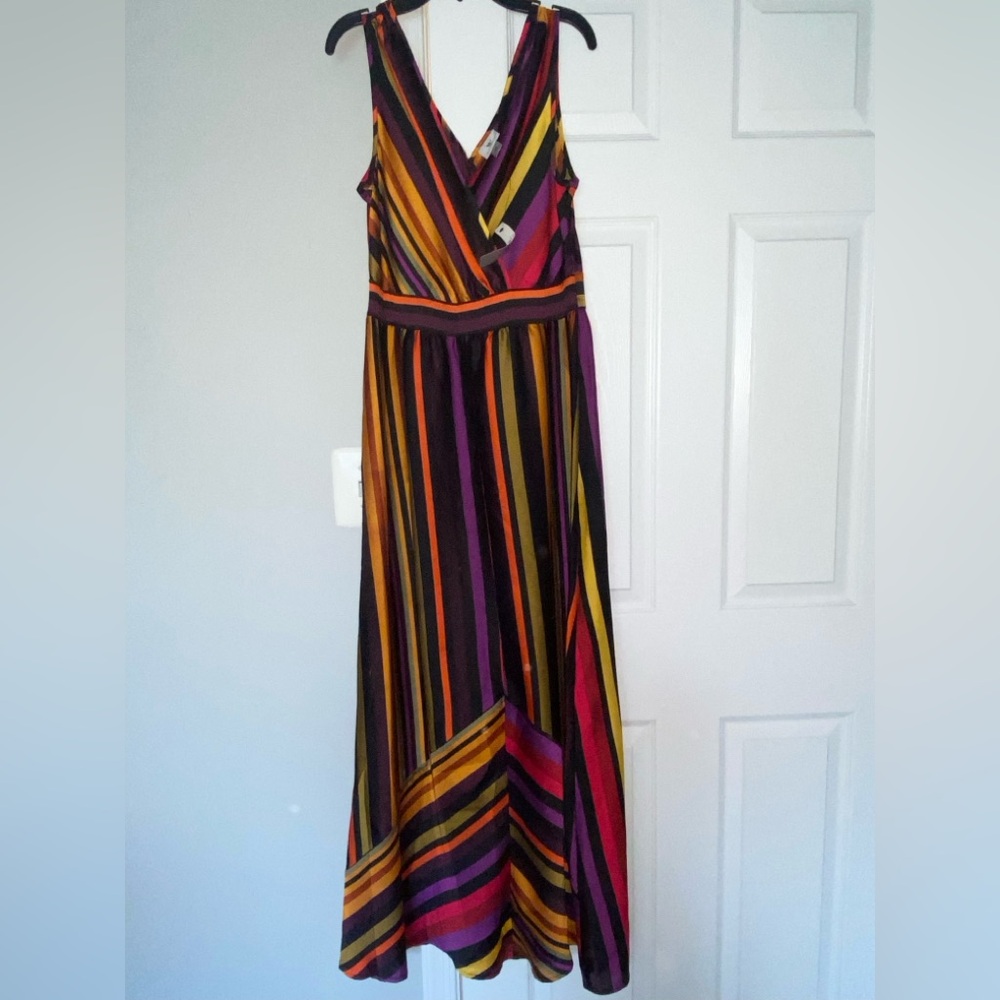 Worthington Chic Vibrant Striped Maxi Dress